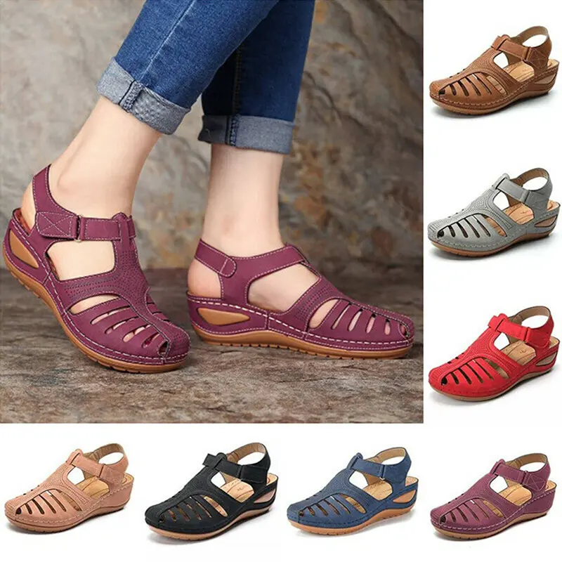 Women Sandals Vintage Wedge Sandals Buckle Casual Sewing Women Shoes Female Ladies Platform Retro Heels Sandalias Plus Size
