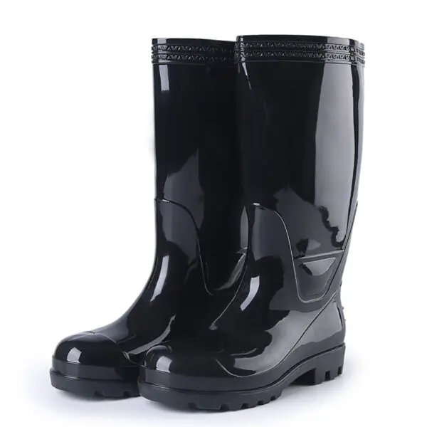 Steel Head Anti-smashing High Drum Rain Shoes Men's Steel Plate Protective Rain Boots Black High-top Water Shoes Rubber Shoes - Image 2