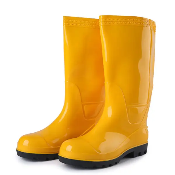 Steel Head Anti-smashing High Drum Rain Shoes Men's Steel Plate Protective Rain Boots Black High-top Water Shoes Rubber Shoes - Image 4