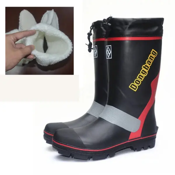 Men's Steel Nail-soled Rainboots Rubber Fishing Boots Anti-skid Gumboots Fashionable Snowshoes Rubber Shoes - Image 3
