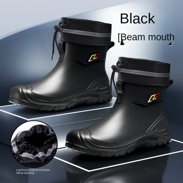 2024 New Men's Water Boots Non-slip Work Rubber Shoes Outdoor Rain Boots Men's New Waterproof Shoes Casual Camping Fishing Shoes - Image 2
