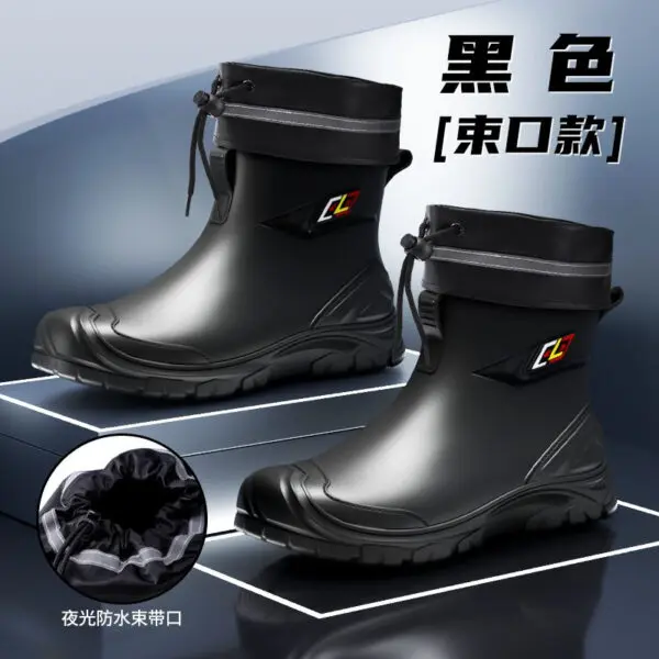 2024 New Men's Water Boots Non-slip Work Rubber Shoes Outdoor Rain Boots Men's New Waterproof Shoes Casual Camping Fishing Shoes - Image 10