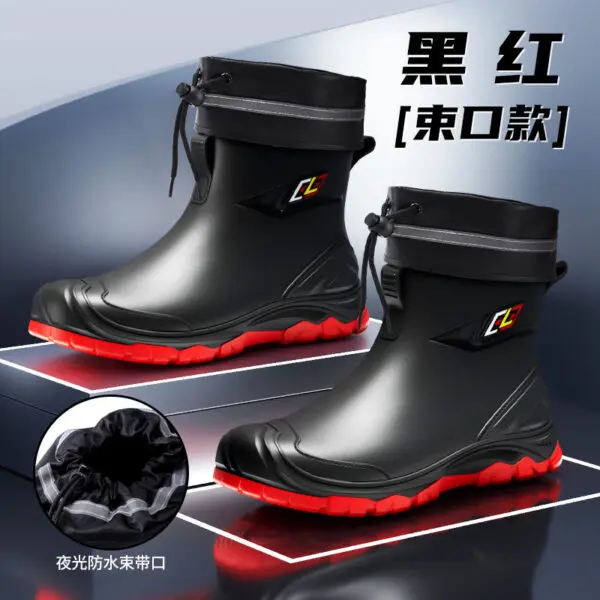 2024 New Men's Water Boots Non-slip Work Rubber Shoes Outdoor Rain Boots Men's New Waterproof Shoes Casual Camping Fishing Shoes - Image 11