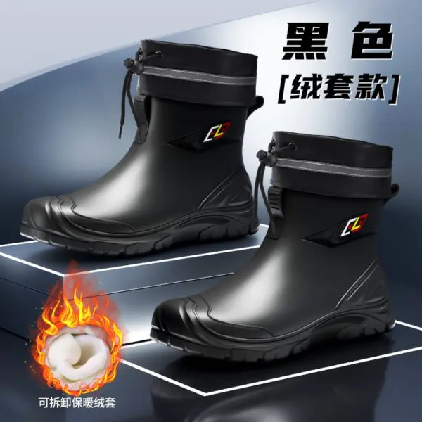 2024 New Men's Water Boots Non-slip Work Rubber Shoes Outdoor Rain Boots Men's New Waterproof Shoes Casual Camping Fishing Shoes - Image 13