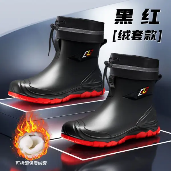 2024 New Men's Water Boots Non-slip Work Rubber Shoes Outdoor Rain Boots Men's New Waterproof Shoes Casual Camping Fishing Shoes - Image 14