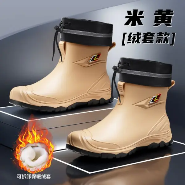 2024 New Men's Water Boots Non-slip Work Rubber Shoes Outdoor Rain Boots Men's New Waterproof Shoes Casual Camping Fishing Shoes - Image 15