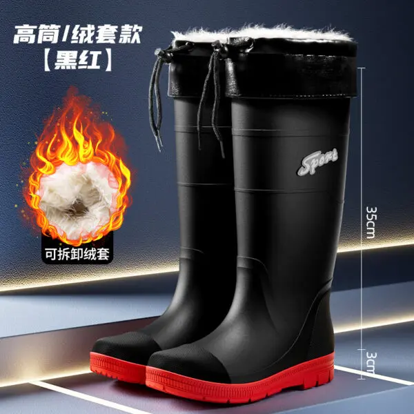 Thickened Steel Sole Men's Rain Boots Long-tube High-top Water Shoes Non-slip Construction Site Rain Boots Fishing Rubber Shoes