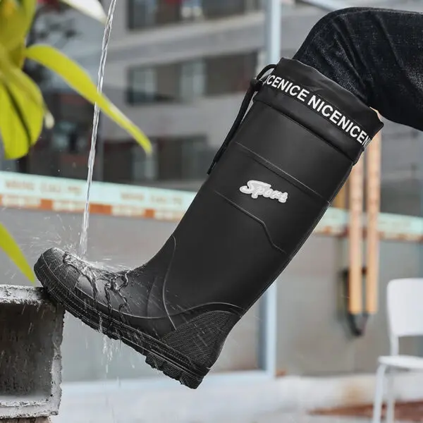 Thickened Steel Sole Men's Rain Boots Long-tube High-top Water Shoes Non-slip Construction Site Rain Boots Fishing Rubber Shoes - Image 2