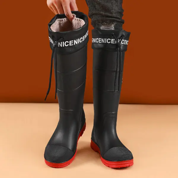 Thickened Steel Sole Men's Rain Boots Long-tube High-top Water Shoes Non-slip Construction Site Rain Boots Fishing Rubber Shoes - Image 3
