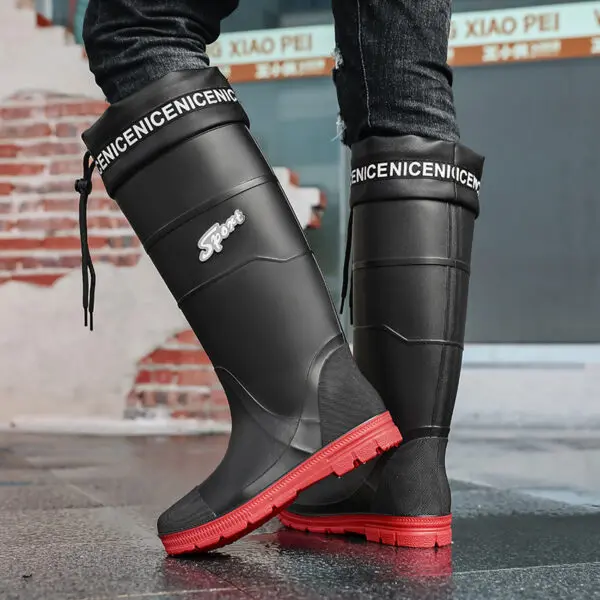 Thickened Steel Sole Men's Rain Boots Long-tube High-top Water Shoes Non-slip Construction Site Rain Boots Fishing Rubber Shoes - Image 4