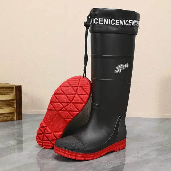 Thickened Steel Sole Men's Rain Boots Long-tube High-top Water Shoes Non-slip Construction Site Rain Boots Fishing Rubber Shoes - Image 5