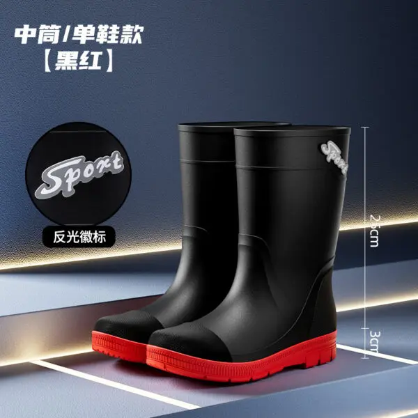 Thickened Steel Sole Men's Rain Boots Long-tube High-top Water Shoes Non-slip Construction Site Rain Boots Fishing Rubber Shoes - Image 7