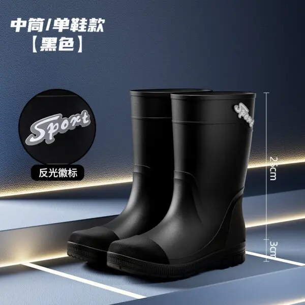 Thickened Steel Sole Men's Rain Boots Long-tube High-top Water Shoes Non-slip Construction Site Rain Boots Fishing Rubber Shoes - Image 8