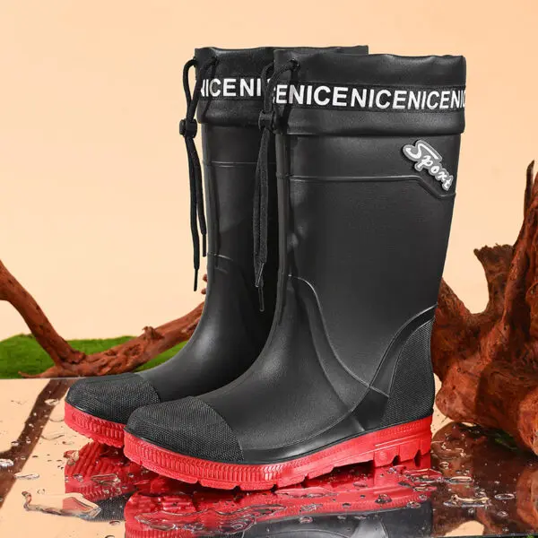 Thickened Steel Sole Men's Rain Boots Long-tube High-top Water Shoes Non-slip Construction Site Rain Boots Fishing Rubber Shoes - Image 10