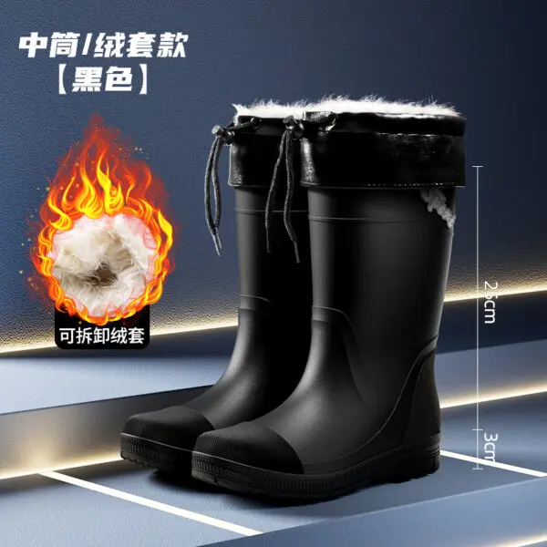 Thickened Steel Sole Men's Rain Boots Long-tube High-top Water Shoes Non-slip Construction Site Rain Boots Fishing Rubber Shoes - Image 11