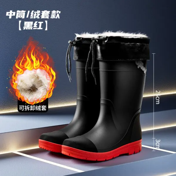 Thickened Steel Sole Men's Rain Boots Long-tube High-top Water Shoes Non-slip Construction Site Rain Boots Fishing Rubber Shoes - Image 12