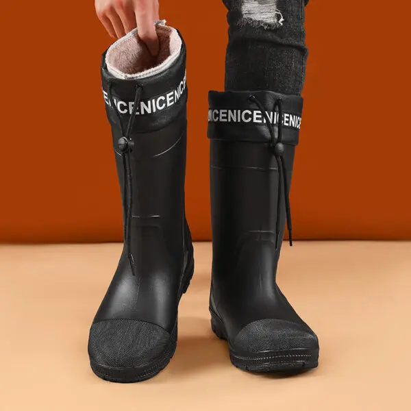Thickened Steel Sole Men's Rain Boots Long-tube High-top Water Shoes Non-slip Construction Site Rain Boots Fishing Rubber Shoes - Image 13