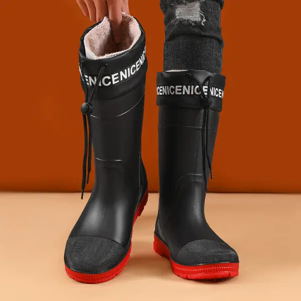 Thickened Steel Sole Men's Rain Boots Long-tube High-top Water Shoes Non-slip Construction Site Rain Boots Fishing Rubber Shoes - Image 14