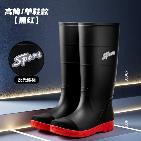 Thickened Steel Sole Men's Rain Boots Long-tube High-top Water Shoes Non-slip Construction Site Rain Boots Fishing Rubber Shoes - Image 16