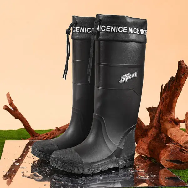 Thickened Steel Sole Men's Rain Boots Long-tube High-top Water Shoes Non-slip Construction Site Rain Boots Fishing Rubber Shoes - Image 17