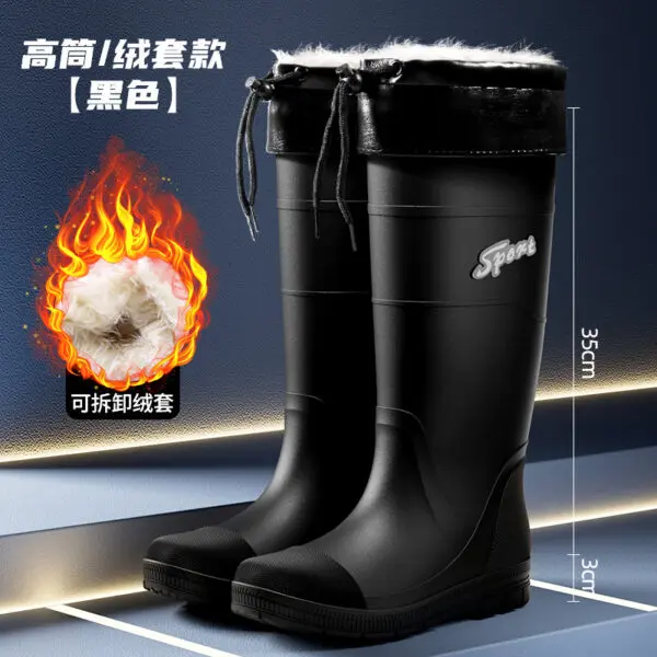 Thickened Steel Sole Men's Rain Boots Long-tube High-top Water Shoes Non-slip Construction Site Rain Boots Fishing Rubber Shoes - Image 19