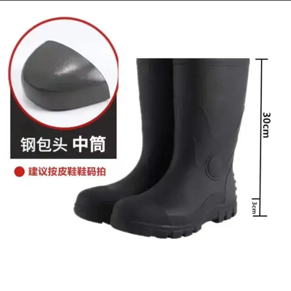 2023 Men's Work Boots Construction Site Protection Plus Steel Boots Anti-smashing Anti-stab Platform Boots Men's Tall Rain Boots - Image 7