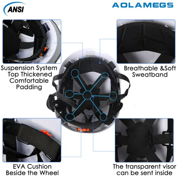 Construction Safety Helmet with Visor Built In Goggles Cartoon Stickers ABS Hard Hat ANSI Industrial Work CE Engineer Work Cap - Image 5