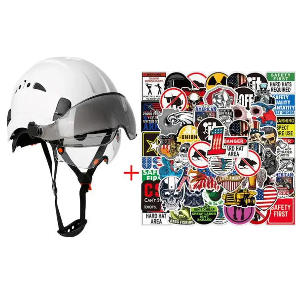 Construction Safety Helmet with Visor Built In Goggles Cartoon Stickers ABS Hard Hat ANSI Industrial Work CE Engineer Work Cap - Image 7