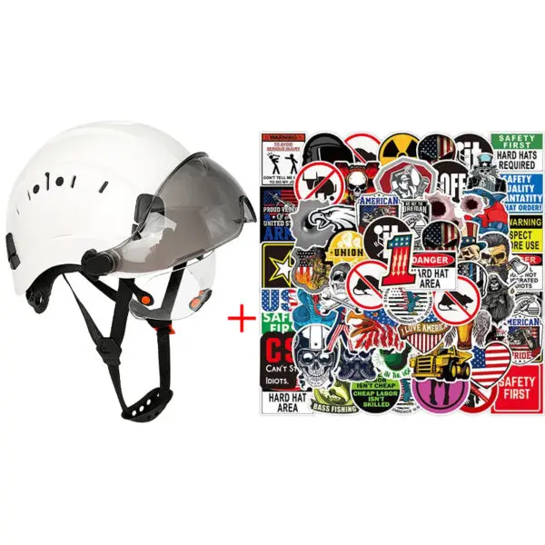 Construction Safety Helmet with Visor Built In Goggles Cartoon Stickers ABS Hard Hat ANSI Industrial Work CE Engineer Work Cap - Image 8