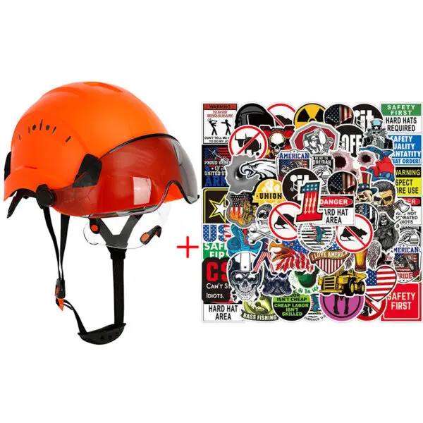 Construction Safety Helmet with Visor Built In Goggles Cartoon Stickers ABS Hard Hat ANSI Industrial Work CE Engineer Work Cap - Image 9