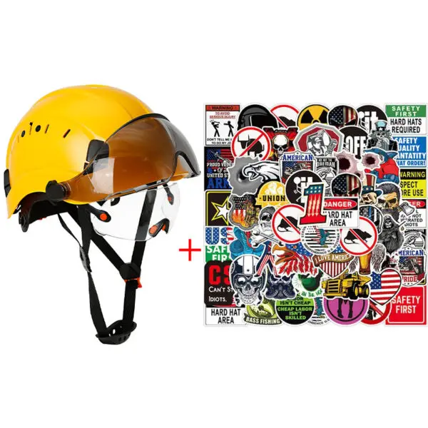 Construction Safety Helmet with Visor Built In Goggles Cartoon Stickers ABS Hard Hat ANSI Industrial Work CE Engineer Work Cap - Image 11
