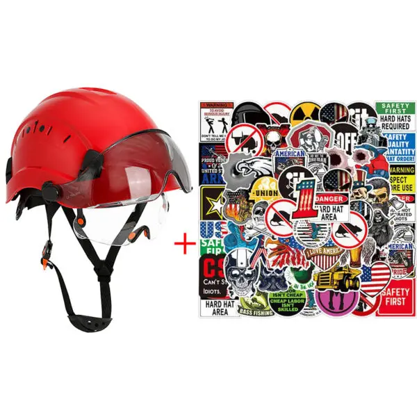 Construction Safety Helmet with Visor Built In Goggles Cartoon Stickers ABS Hard Hat ANSI Industrial Work CE Engineer Work Cap - Image 13