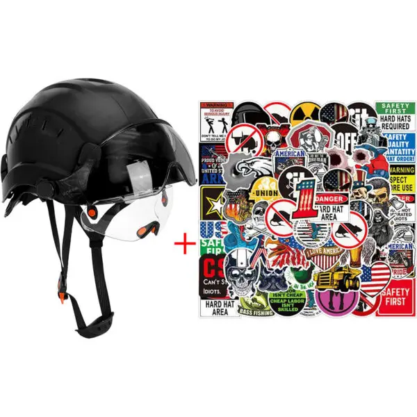 Construction Safety Helmet with Visor Built In Goggles Cartoon Stickers ABS Hard Hat ANSI Industrial Work CE Engineer Work Cap - Image 14