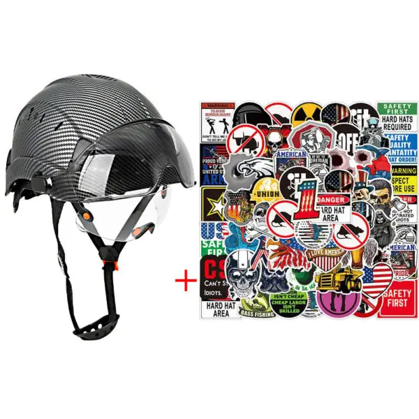 Construction Safety Helmet with Visor Built In Goggles Cartoon Stickers ABS Hard Hat ANSI Industrial Work CE Engineer Work Cap - Image 15