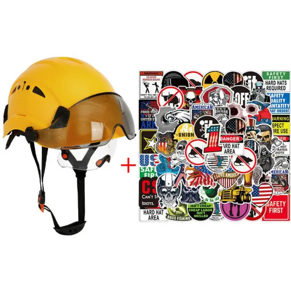 Construction Safety Helmet with Visor Built In Goggles Cartoon Stickers ABS Hard Hat ANSI Industrial Work CE Engineer Work Cap - Image 18