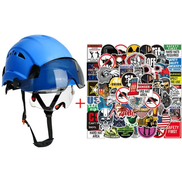 Construction Safety Helmet with Visor Built In Goggles Cartoon Stickers ABS Hard Hat ANSI Industrial Work CE Engineer Work Cap - Image 19