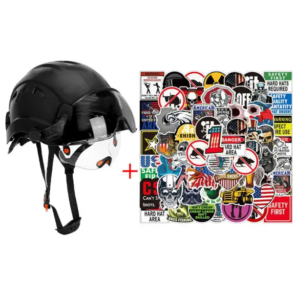 Construction Safety Helmet with Visor Built In Goggles Cartoon Stickers ABS Hard Hat ANSI Industrial Work CE Engineer Work Cap - Image 21