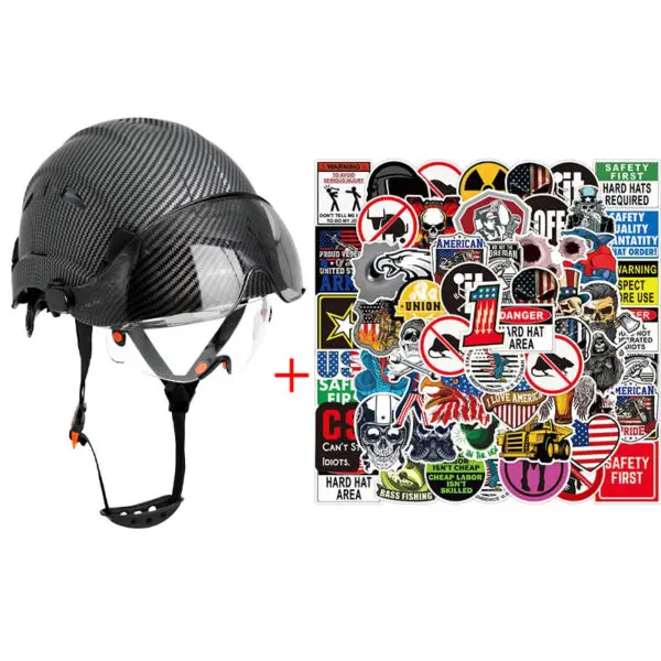 Construction Safety Helmet with Visor Built In Goggles Cartoon Stickers ABS Hard Hat ANSI Industrial Work CE Engineer Work Cap - Image 22