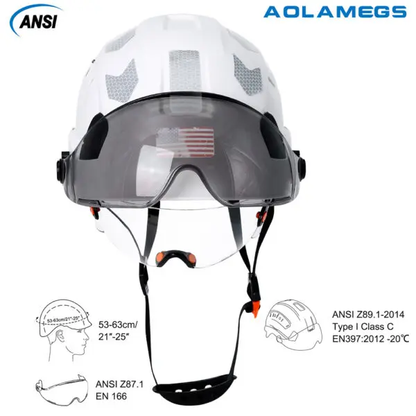 Construction Safety Helmet with Visor Built In Goggles Reflective Stickers ABS Hard Hat ANSI Industrial Work CE Engineer Cap - Image 2