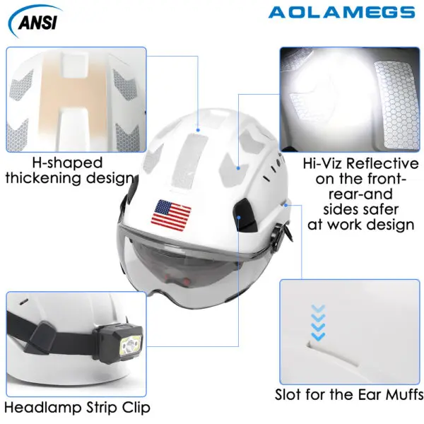 Construction Safety Helmet with Visor Built In Goggles Reflective Stickers ABS Hard Hat ANSI Industrial Work CE Engineer Cap - Image 4