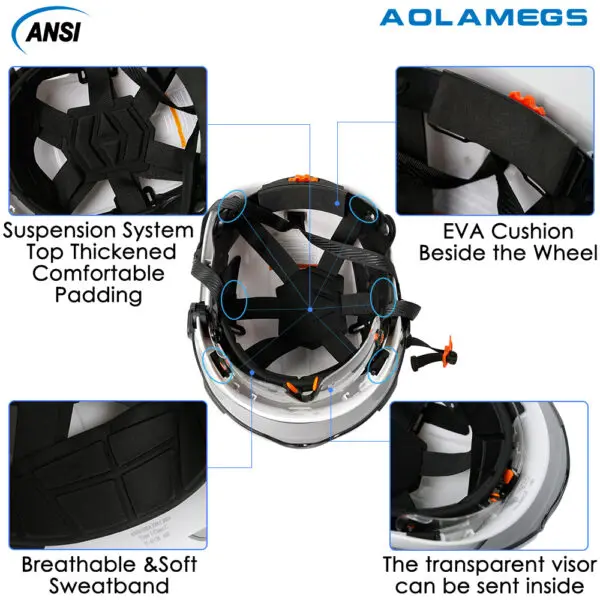 Construction Safety Helmet with Visor Built In Goggles Reflective Stickers ABS Hard Hat ANSI Industrial Work CE Engineer Cap - Image 6