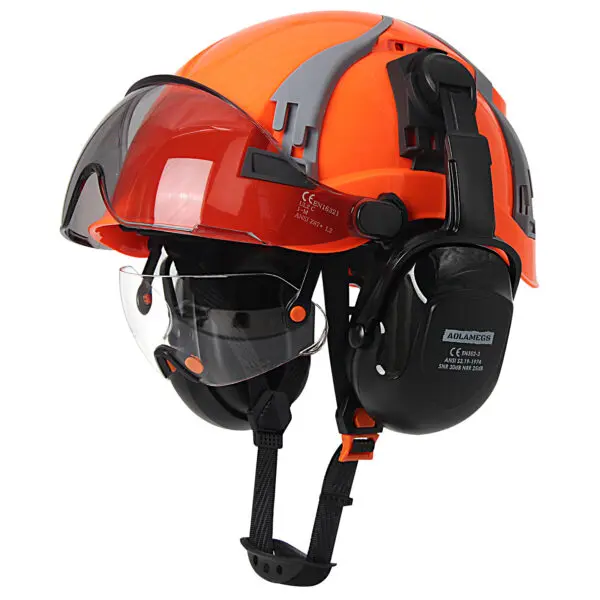 CE Safety Cap w/ Adjustable Vent Slot Visor Built In Goggles Earmuffs ABS Safety Helmet ANSI Construction Engineer Work Hat New - Image 9