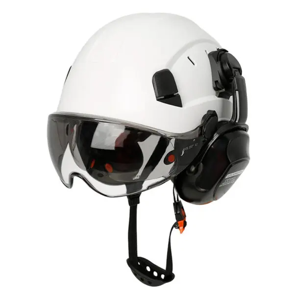 Material: high quality ABSLining: fabric liningColor: WhiteFluorescent greenChinstrip: Y-shaped cap strapinner: 6-point fabricApplicable environment: construction/factory/outdoor/rescue/ridingHat head size: 52-63cmHelmet MeetsEU standard:CE EN397:2012+A1:2012Goggles meets EU standard:CE EN166 - Image 5
