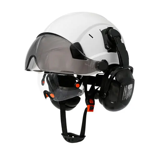 Material: high quality ABSLining: fabric liningColor: WhiteFluorescent greenChinstrip: Y-shaped cap strapinner: 6-point fabricApplicable environment: construction/factory/outdoor/rescue/ridingHat head size: 52-63cmHelmet MeetsEU standard:CE EN397:2012+A1:2012Goggles meets EU standard:CE EN166 - Image 8