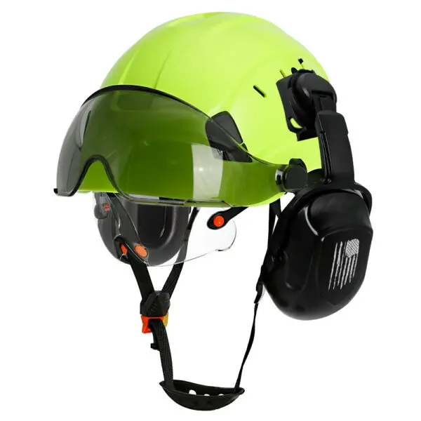 Material: high quality ABSLining: fabric liningColor: WhiteFluorescent greenChinstrip: Y-shaped cap strapinner: 6-point fabricApplicable environment: construction/factory/outdoor/rescue/ridingHat head size: 52-63cmHelmet MeetsEU standard:CE EN397:2012+A1:2012Goggles meets EU standard:CE EN166 - Image 9