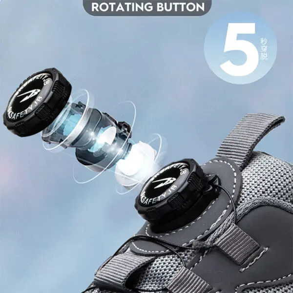 Rotating Button New Safety Shoes Men Anti-smash Anti-puncture Work Shoes Fashion Men Sport Shoes Security Protective Boots Men - Image 3
