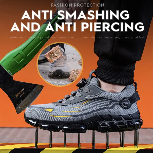 Rotating Button New Safety Shoes Men Anti-smash Anti-puncture Work Shoes Fashion Men Sport Shoes Security Protective Boots Men - Image 5