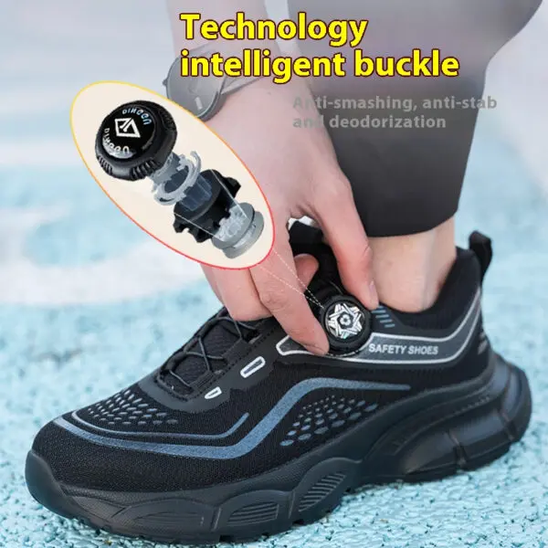 Rotating Button Men Shoes Security Sneakers Steel Toe Shoes Puncture-Proof work Shoes Anti-smash Sport Safety Shoes Protective - Image 3