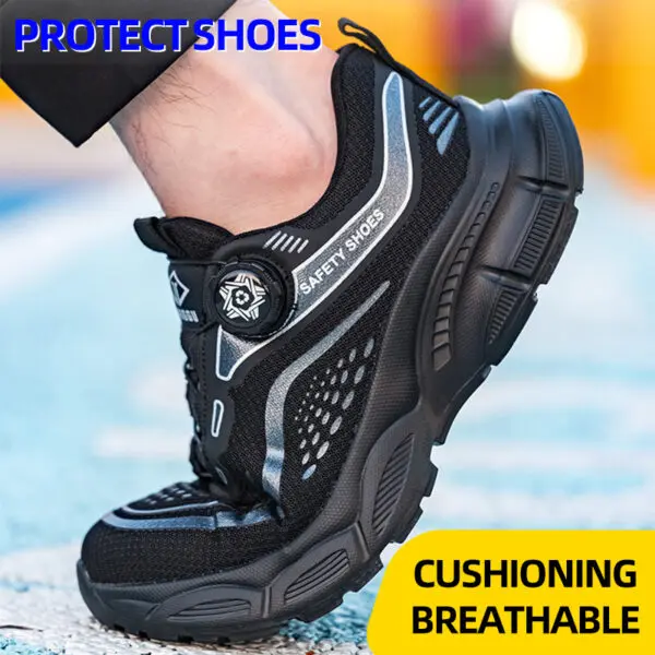 Rotating Button Men Shoes Security Sneakers Steel Toe Shoes Puncture-Proof work Shoes Anti-smash Sport Safety Shoes Protective - Image 5