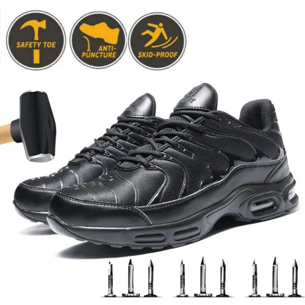 New Men Safety Shoes Steel Toe Sneaker Sport Air Cushion Reflective Work Safety Boots Man Puncture Proof Work Shoes Anti-smash